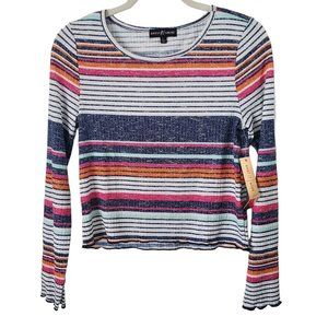 NWT Almost Famous Long Sleeve Light Knit Multicolor Striped Top